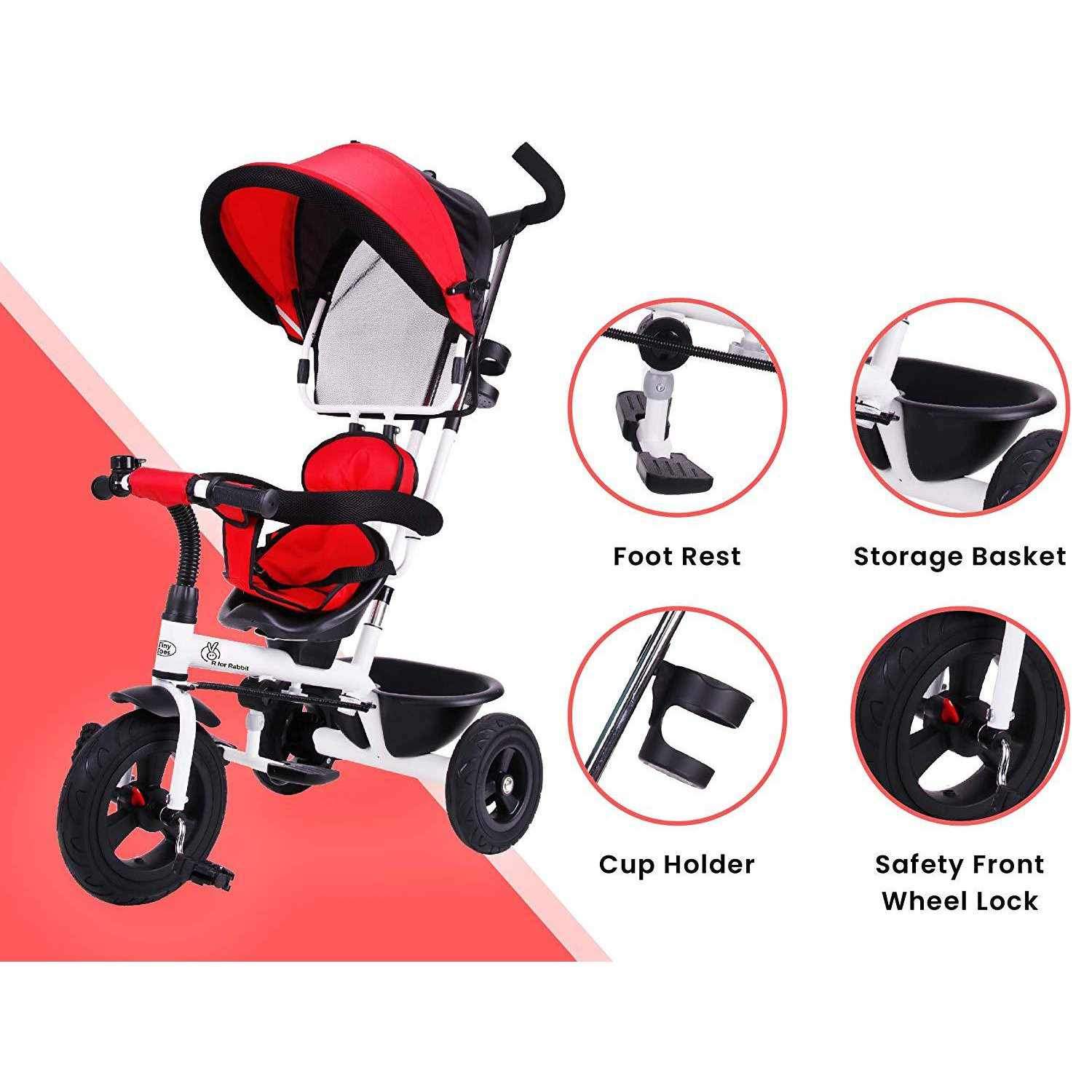 R for Rabbit Tiny Toes Sportz Baby Tricycle for Kids with Parental Control & Sun Proof Canopy