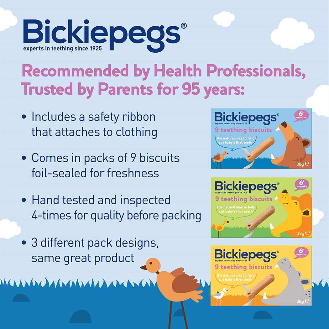 Bickiepegs Natural Teething Biscuits for Babies - 6m+,38g
