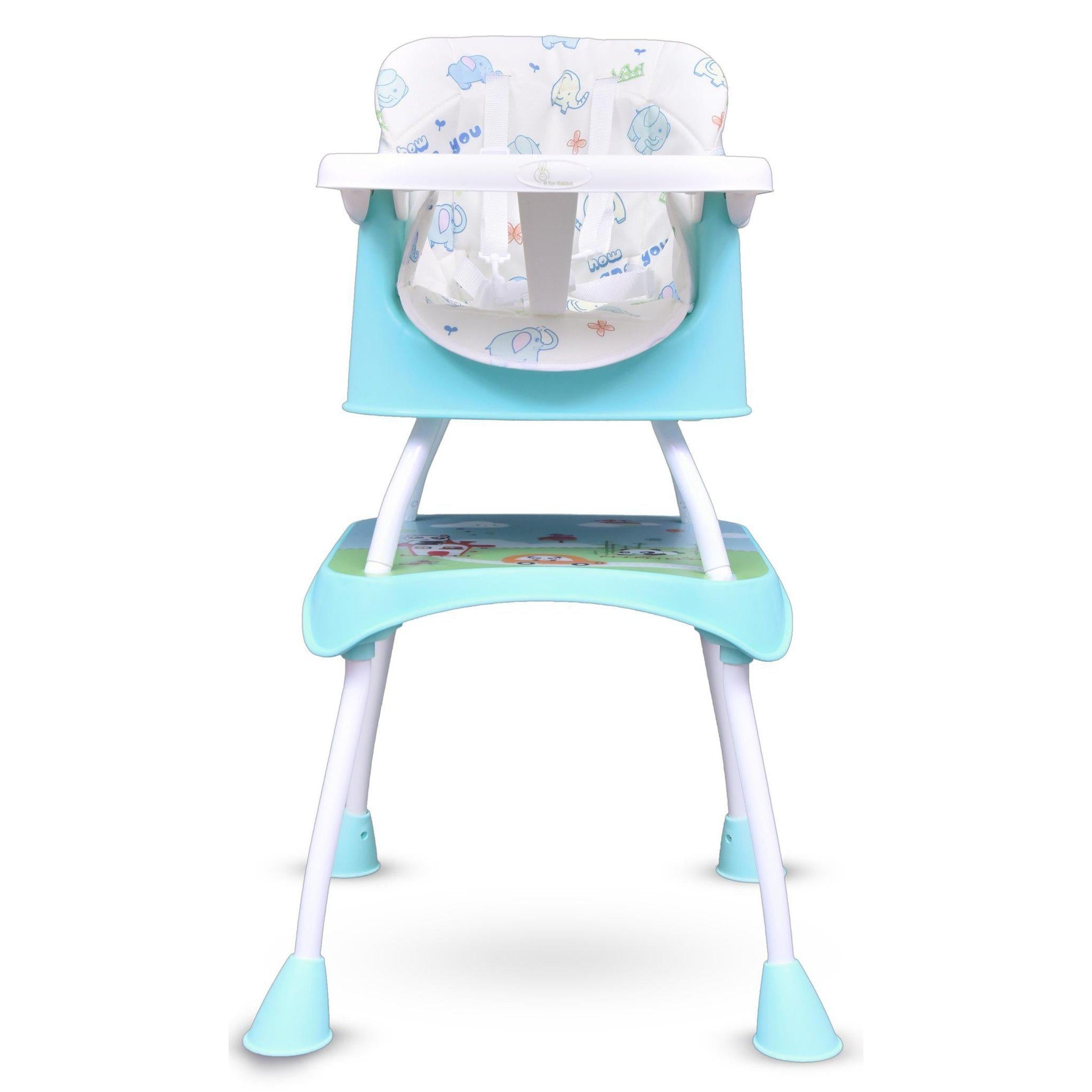 R for Rabbit Cherry Berry Grand Convertible 4 in 1 Feeding High Chair for Baby of 6 Month to 7 years(Lake Green)