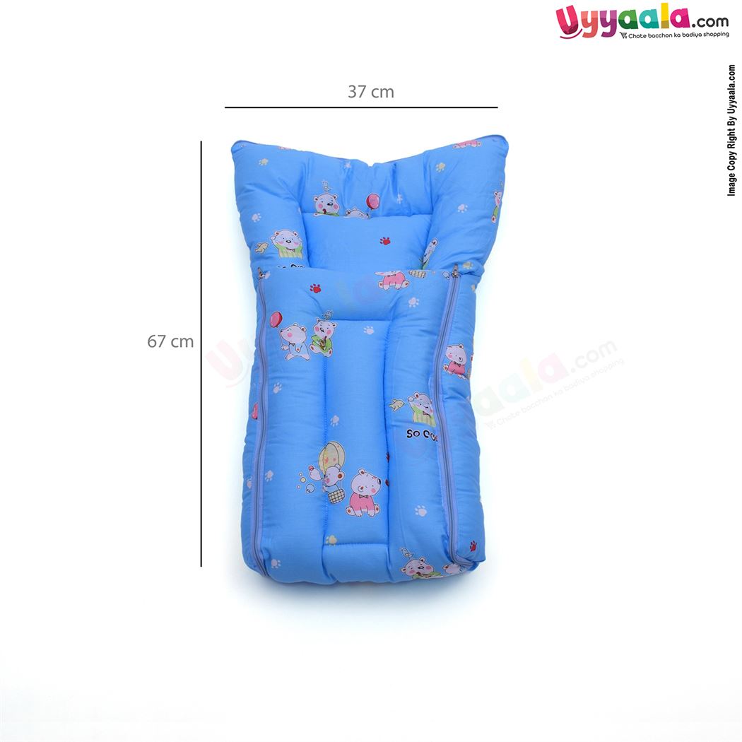 Baby Sleeping Bag Premium Cotton With Bear Print, 0-12m Age, Blue-uyyala-com.myshopify.com-Sleeping Bags-Happy Babies