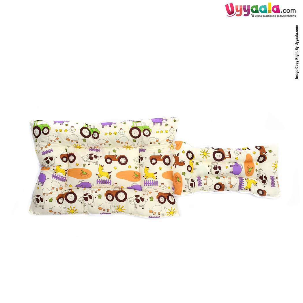 Sleeping Bag(Carry Nest) Premium Cotton Cow & Car Print 0+m Age, Cream-uyyala-com.myshopify.com-Sleeping Bags-Happy Babies