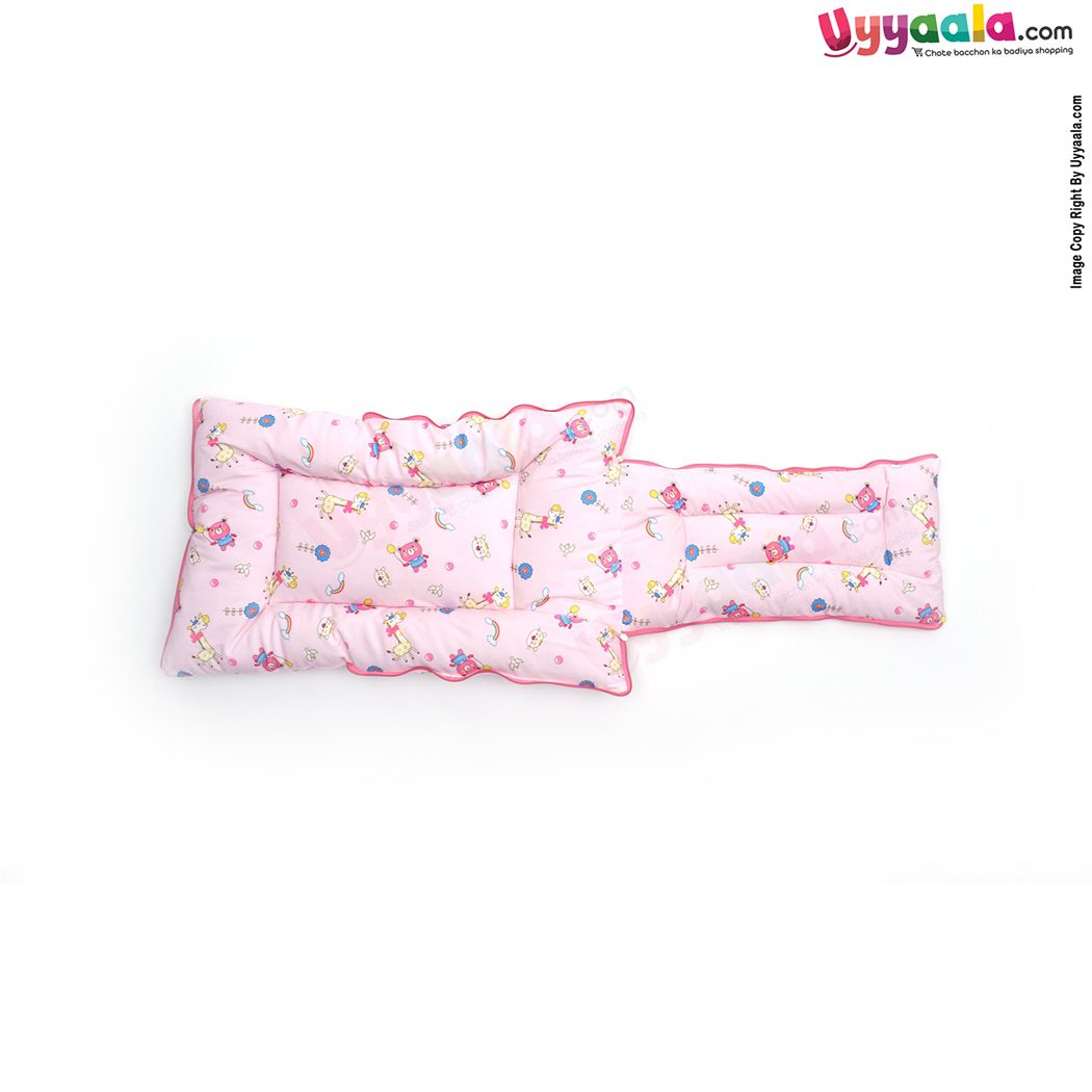 Sleeping Bag(Carry Nest) Premium Velvet, Bear & Giraffe Print Light 0-3m Age, Pink-uyyala-com.myshopify.com-Sleeping Bags-Happy Babies