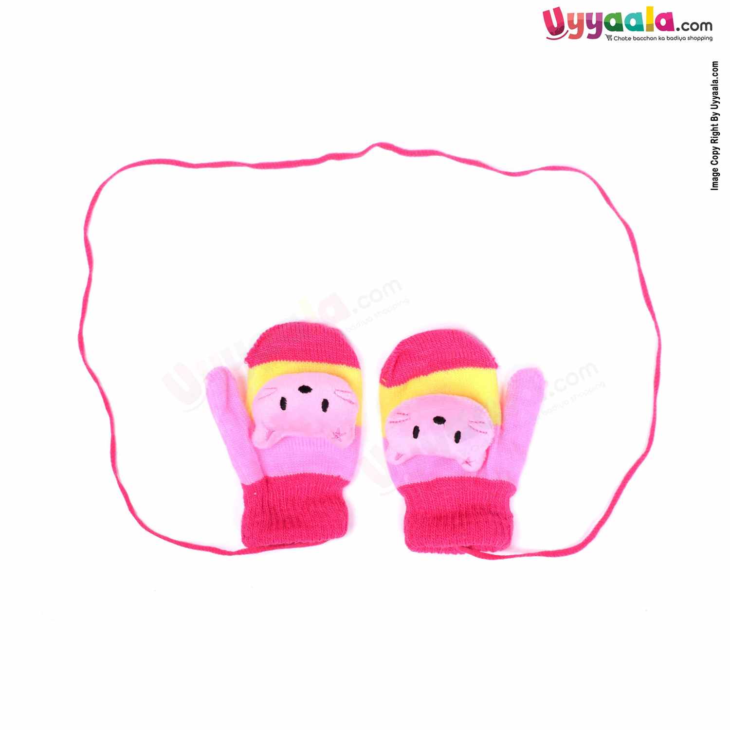 Soft Lightweight easy to fit woolen Baby Hand Gloves Pink