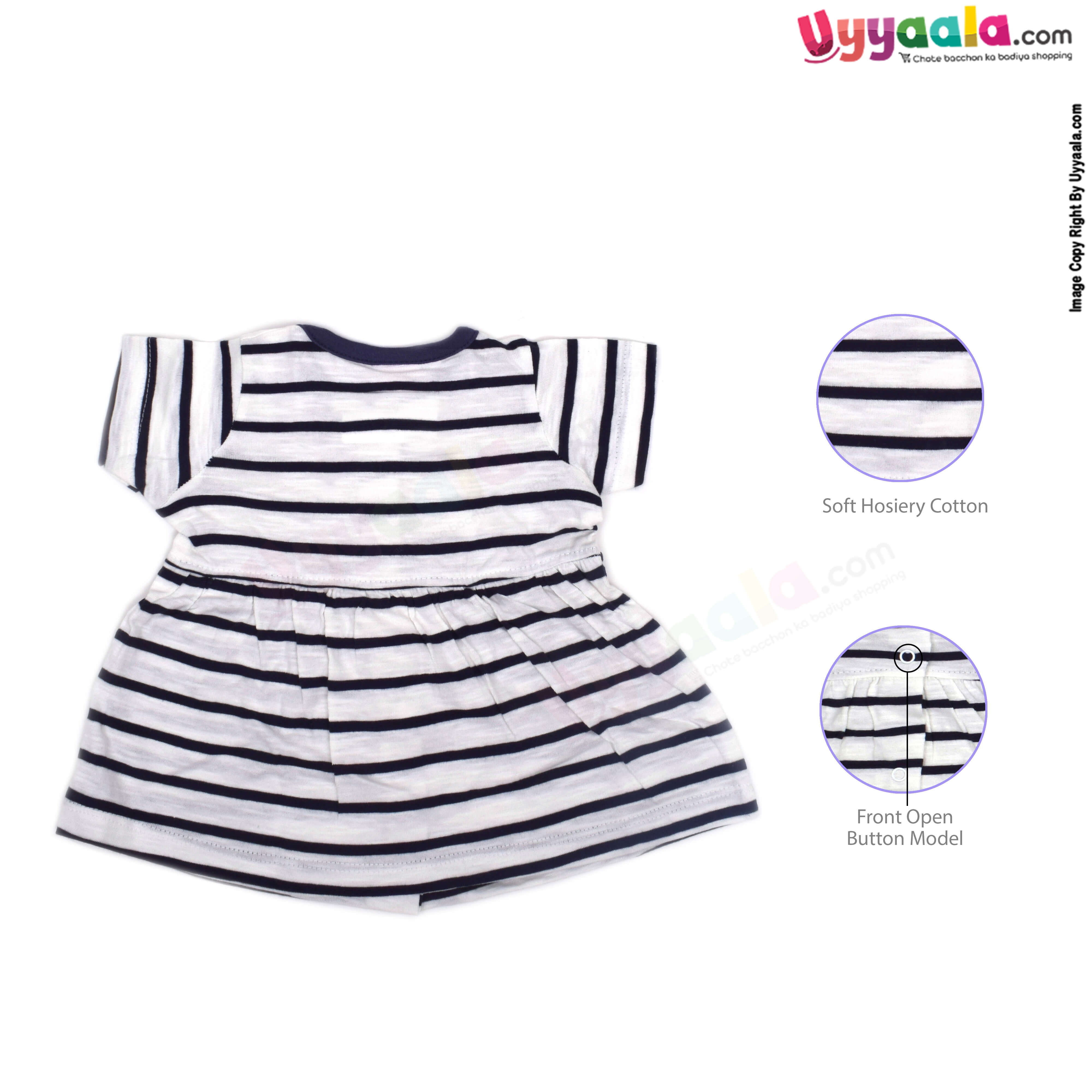 Buy Half Sleeve Baby Frock Dress in Premium Cotton Fabric - Black & White Online in India at uyyaala.com