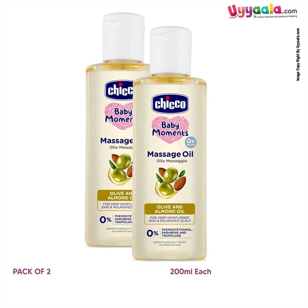 CHICCO Rice Bran Massage Oil - Pack of 2 (200ml Each)
