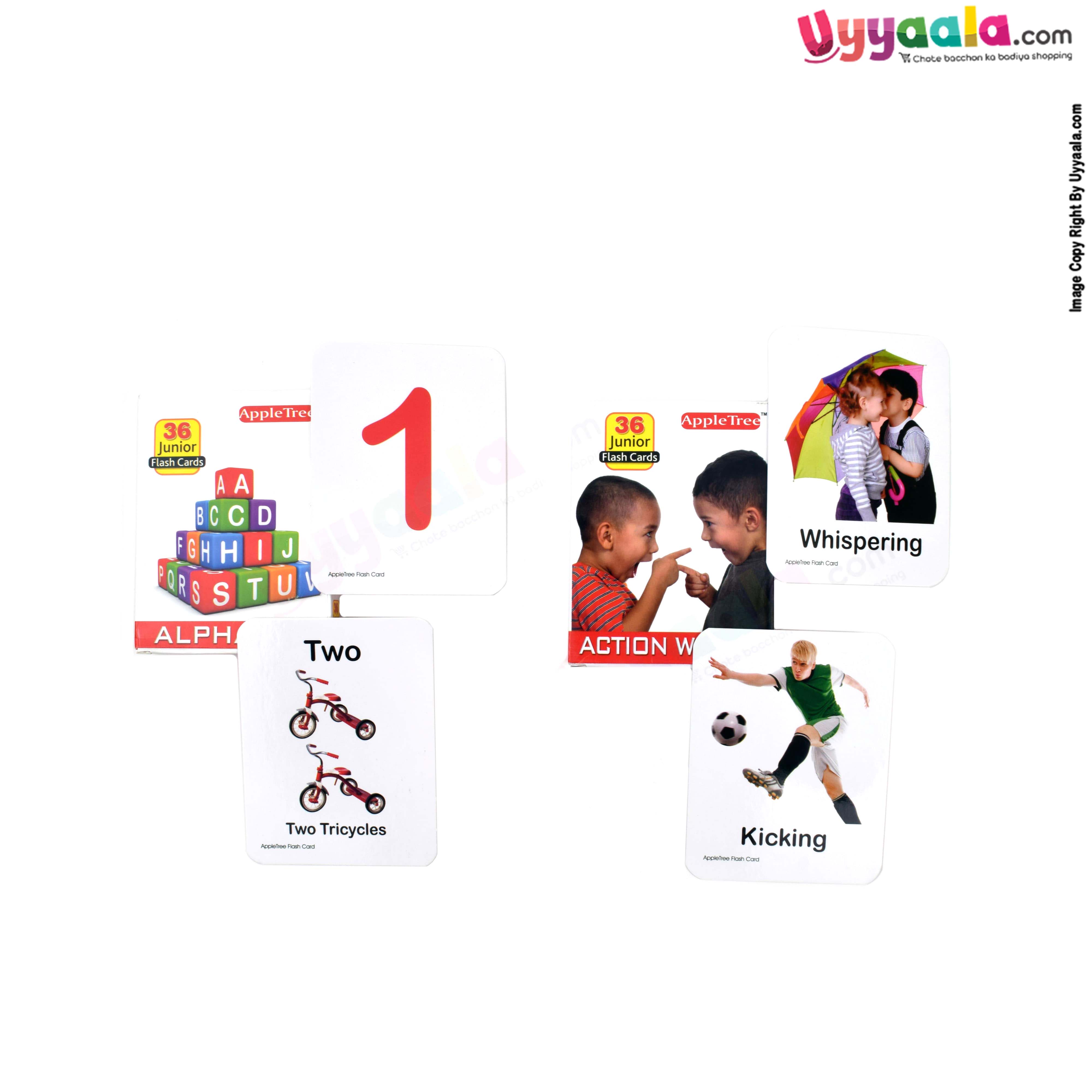 Apple Tree junior flash cards pack of 2 - action Words & alphabets -1-5 years