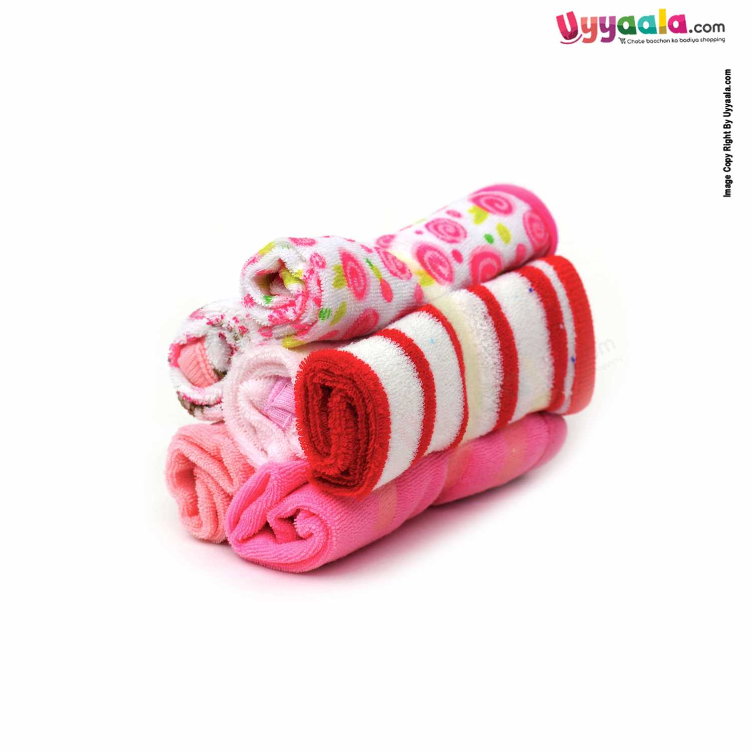 FASHION BABY Napkins (Wash Cloths) For Babies, Pack of 6 with Assorted Prints- Size(25*25cm), 0+m, Multicolor