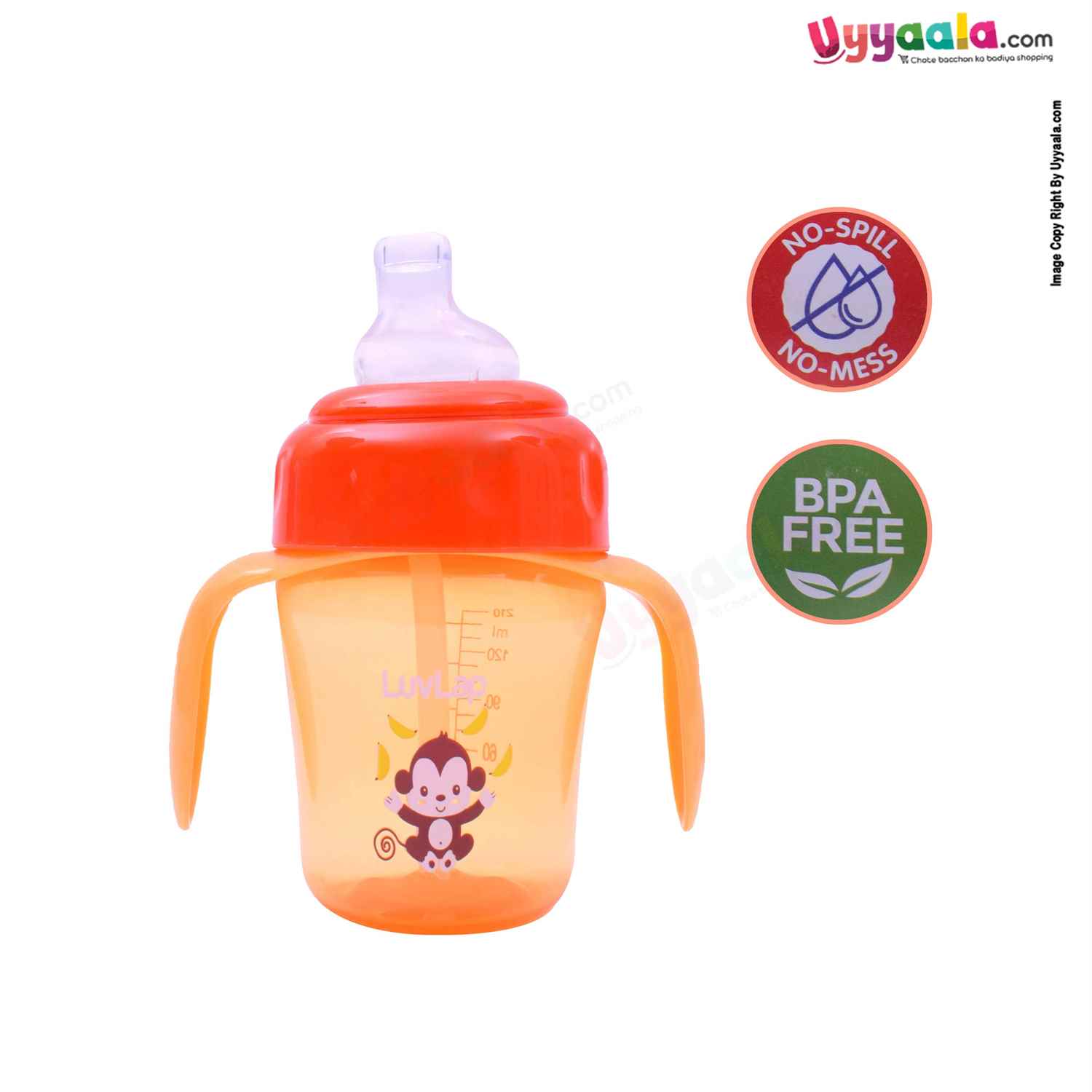 LUVLAP Banana time Bite Proof 2 in 1 Soft Spout & Straw Sipper Cup 150ml,6+m Age