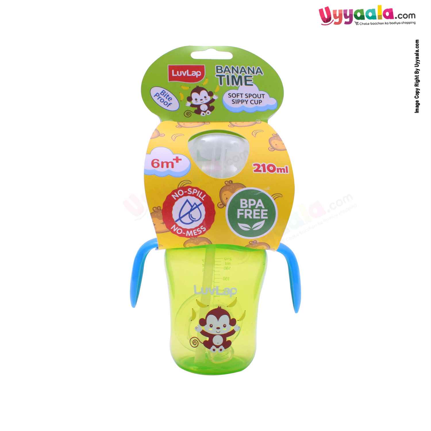LUVLAP Banana time Bite Proof 2 in 1 Soft Spout & Straw Sipper Cup 150ml,6+m Age