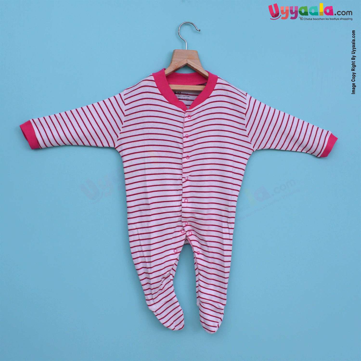 PRECIOUS ONE Sleep Suits soft Hosiery Cotton - Pink 3P Pack (9-12M)