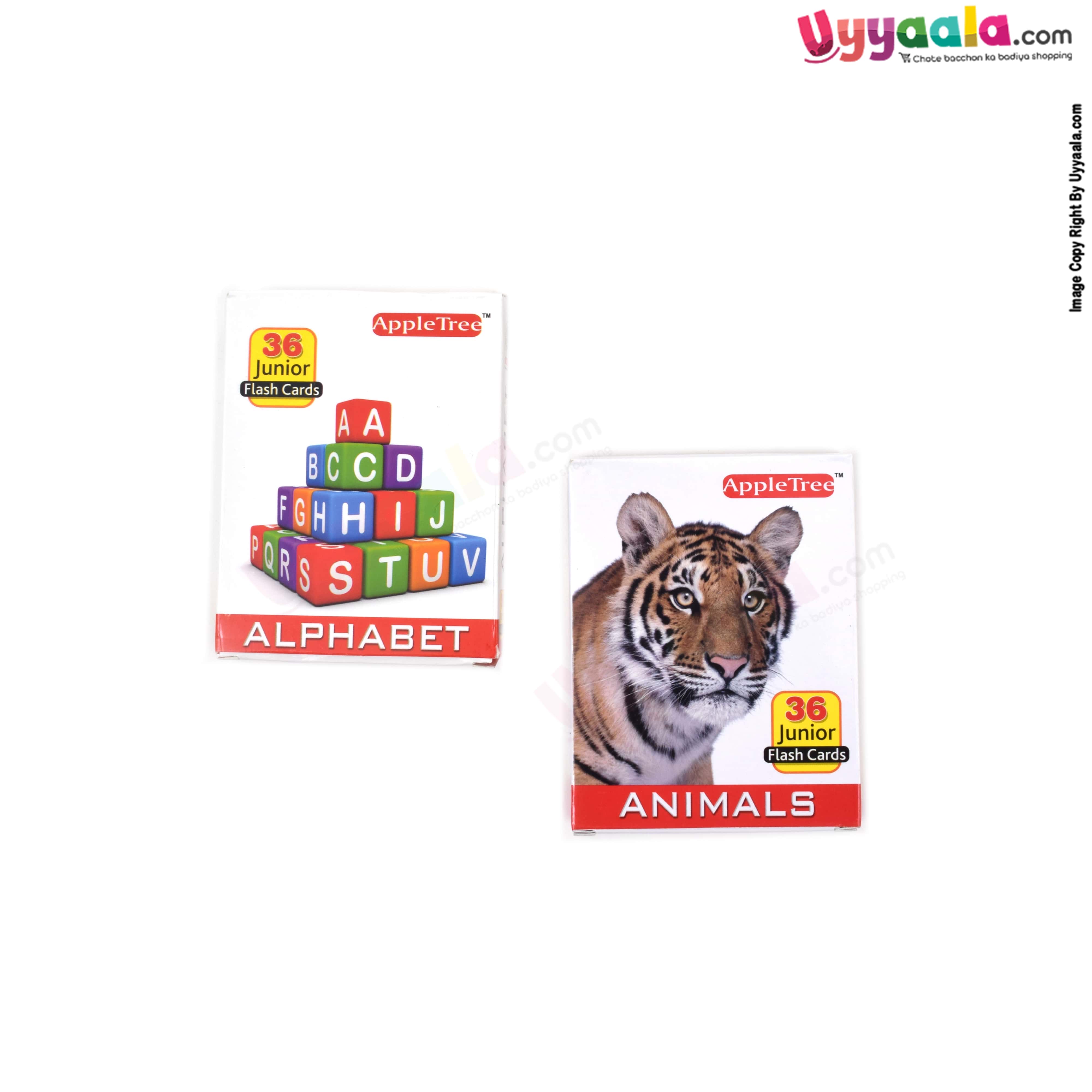 APPLE TREE junior flash cards pack of 2 - animals & alphabets