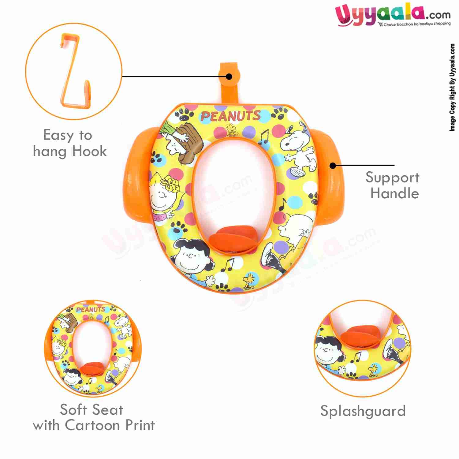 SEASME STREET Soft Potty Seat with Handle , Cartoon Print - Orange