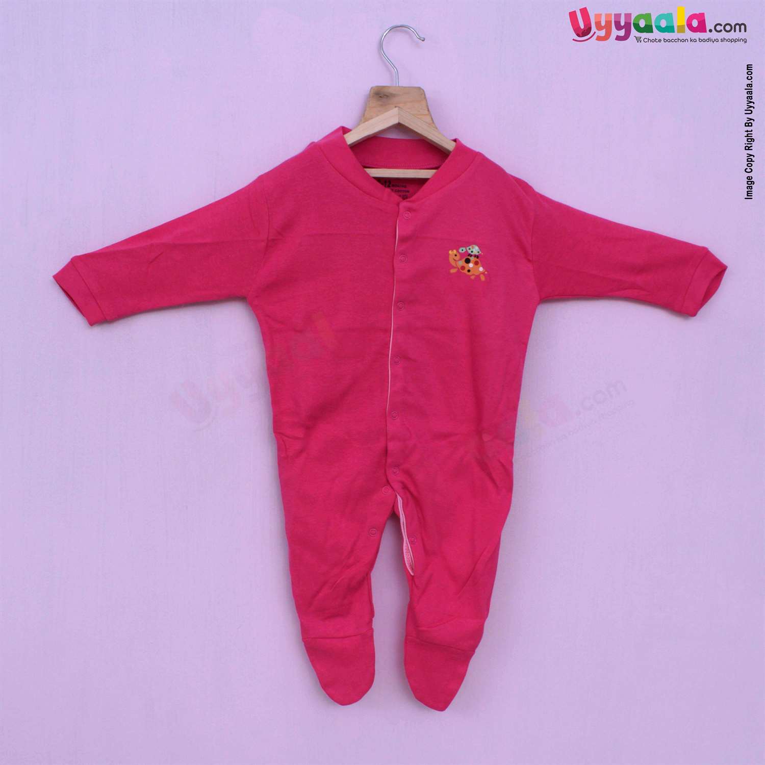 PRECIOUS ONE Sleep Suits soft Hosiery Cotton - Pink 3P Pack (9-12M)