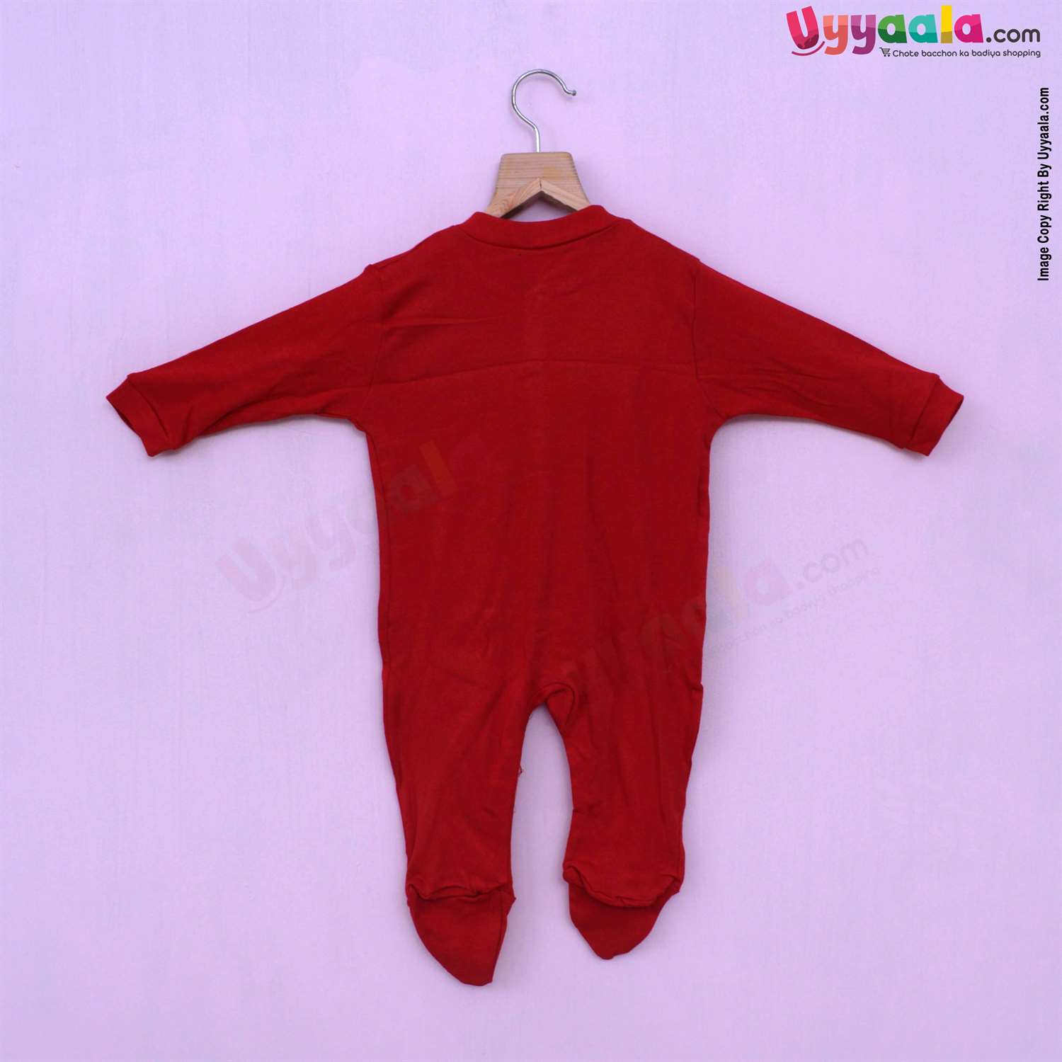 PRECIOUS ONE Sleep Suits soft Hosiery Cotton - Stripes Print Red & White, Plain Red and Christmas Printed White 3P Pack (9-12M)