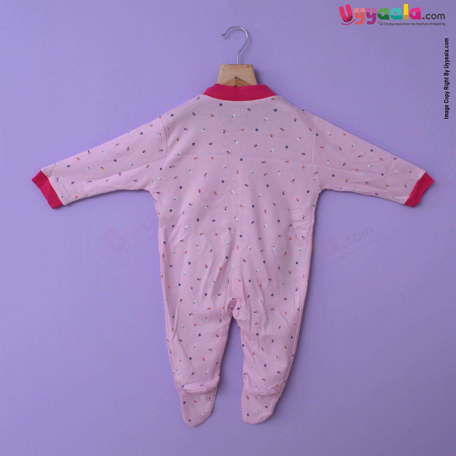 PRECIOUS ONE Sleep Suits soft Hosiery Cotton - Pink 3P Pack (9-12M)