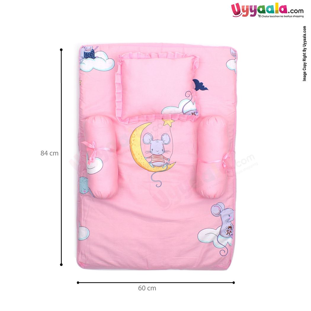 Baby Cotton Bedding Set of 4 with Bolster and Pillow