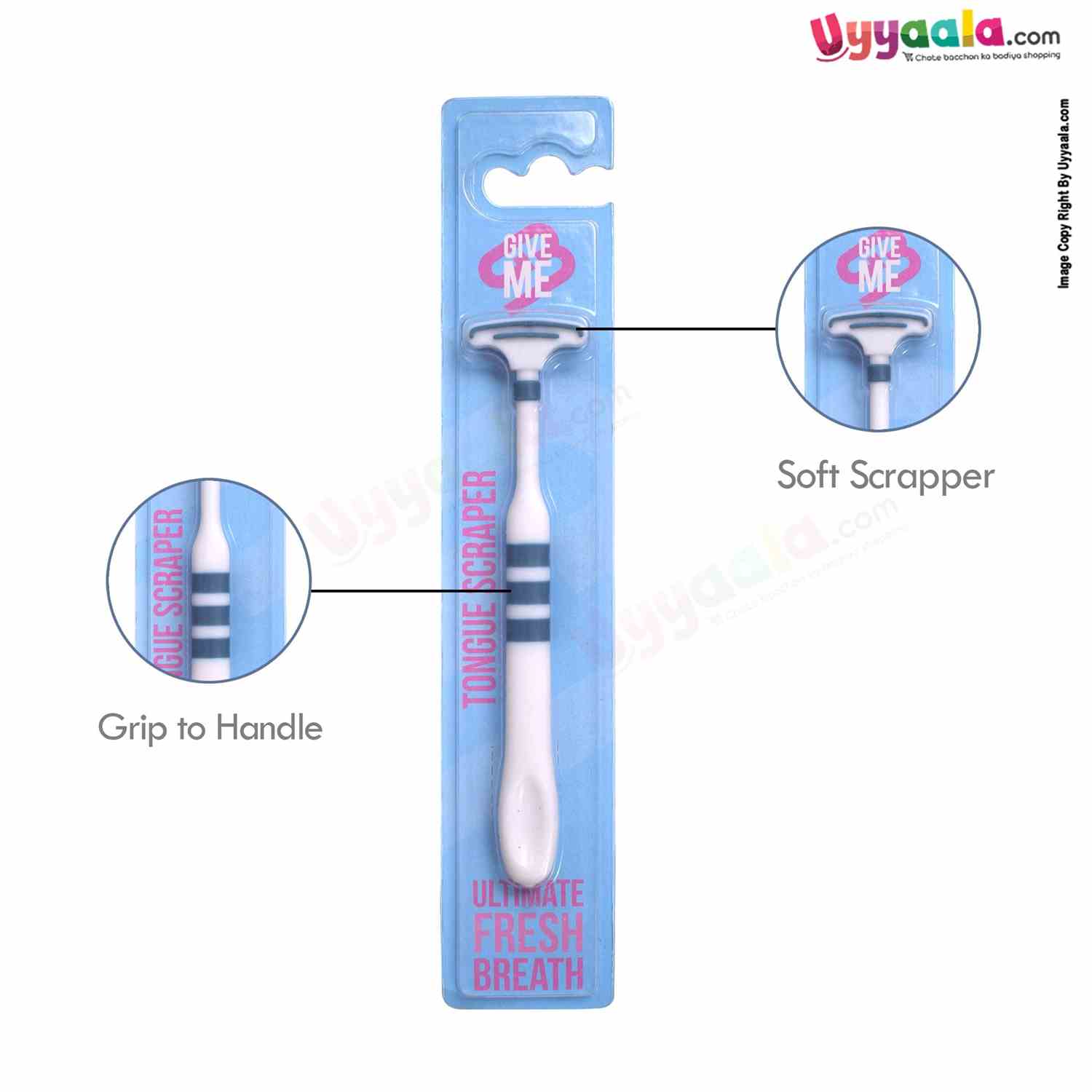 GIVE ME baby Tongue Scraper for Fresh Breath 1pc 10+m age - White, Green