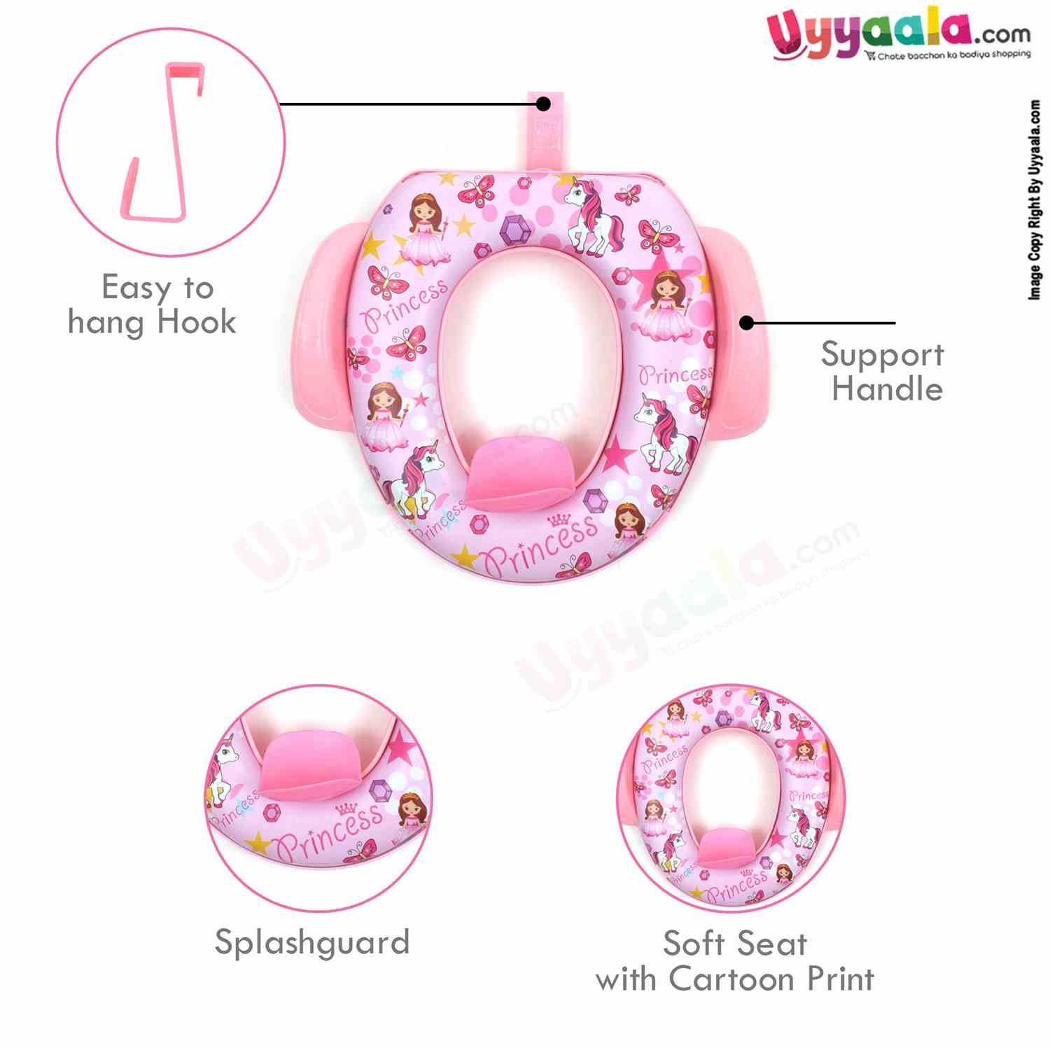 Soft Potty Seat with Handle Cartoon Print - Pink