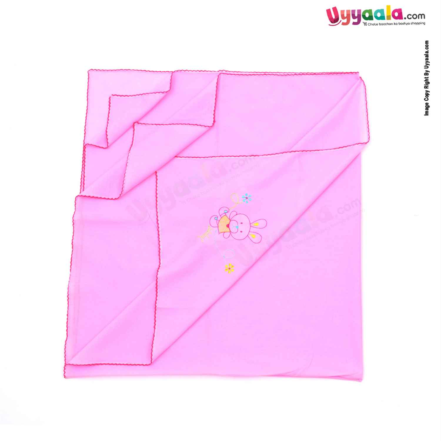 Cotton Wrapper Plain with Border 0+m Age, Pink
