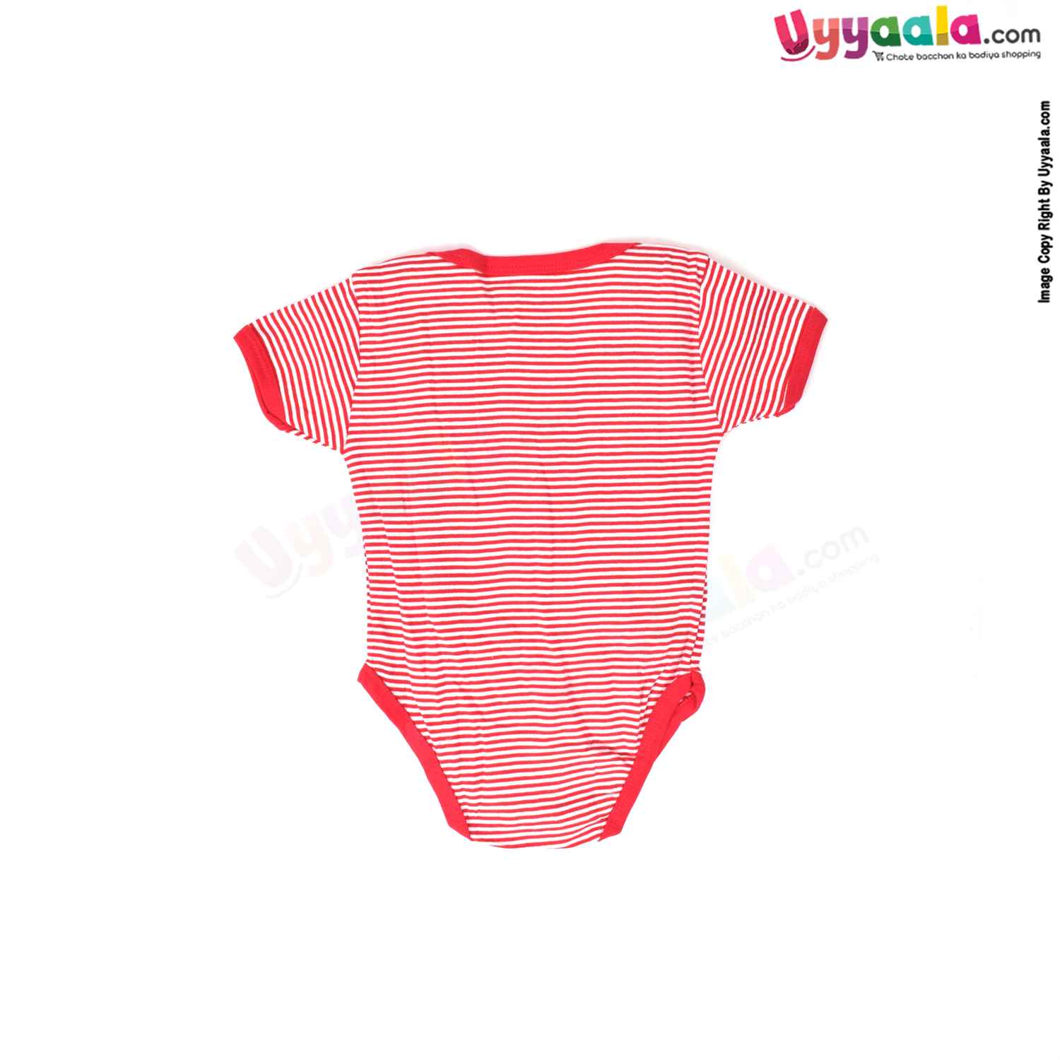 Precious One Short Sleeve Body Suit 100% Soft Hosiery Cotton - White & Red Stripes (9-12M)