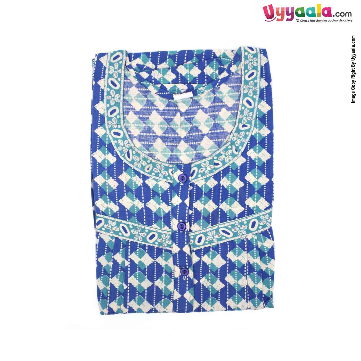 Feeding Nighty Pure Cotton (L) - Blue