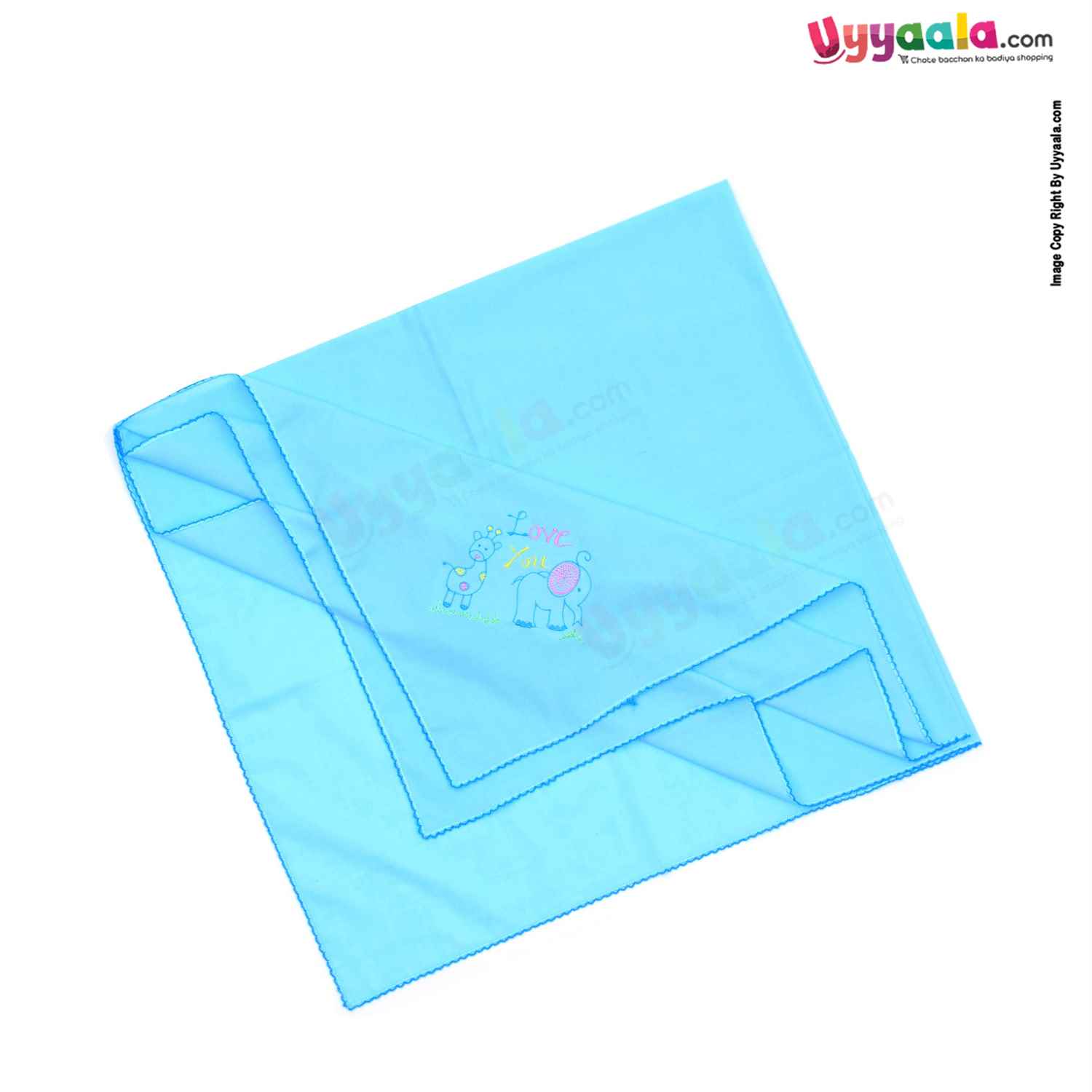Cotton Wrapper Plain with Border 0+m Age, Blue