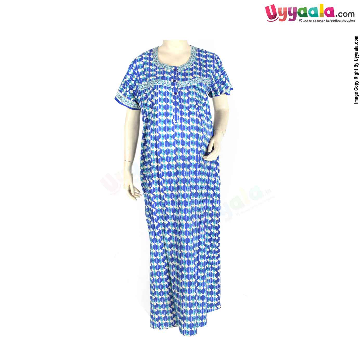 Feeding Nighty Pure Cotton (L) - Blue