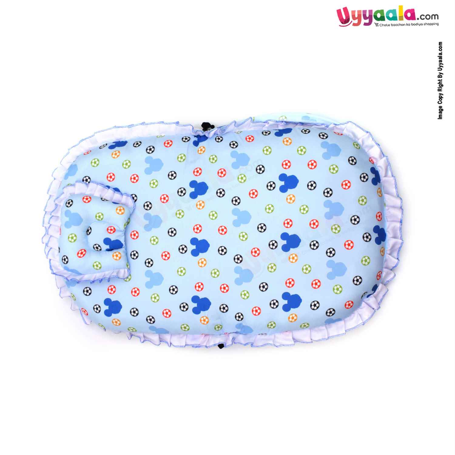 DISNEY Baby Cotton Bedding Set With Protection Net & Pillow Cotton, Mickey & Duck Print 0+m Age - Blue