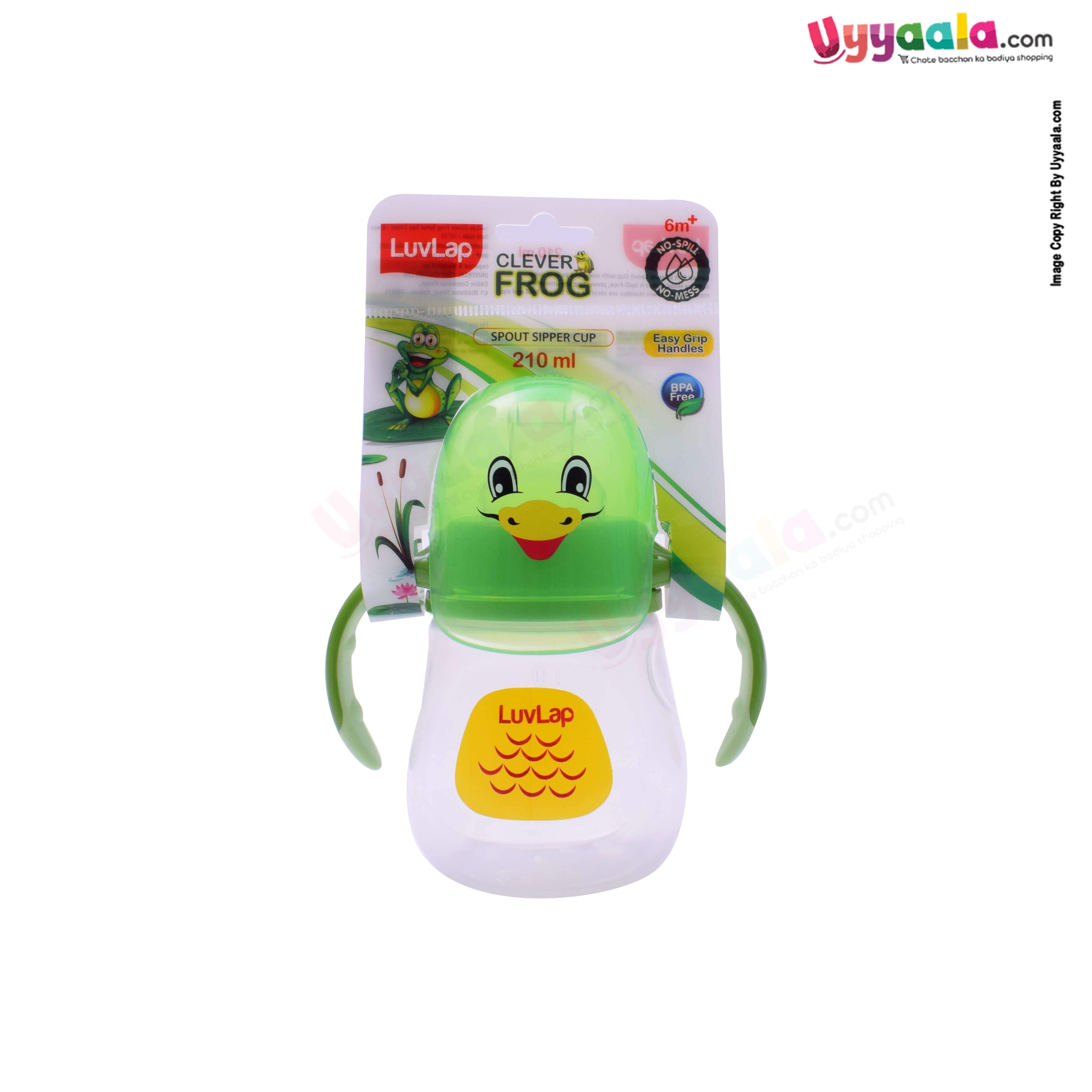LUVLAP Clever frog Spout Sipper Cup with Easy Grip Twin Handle Bottle 210 ml 6+m Age