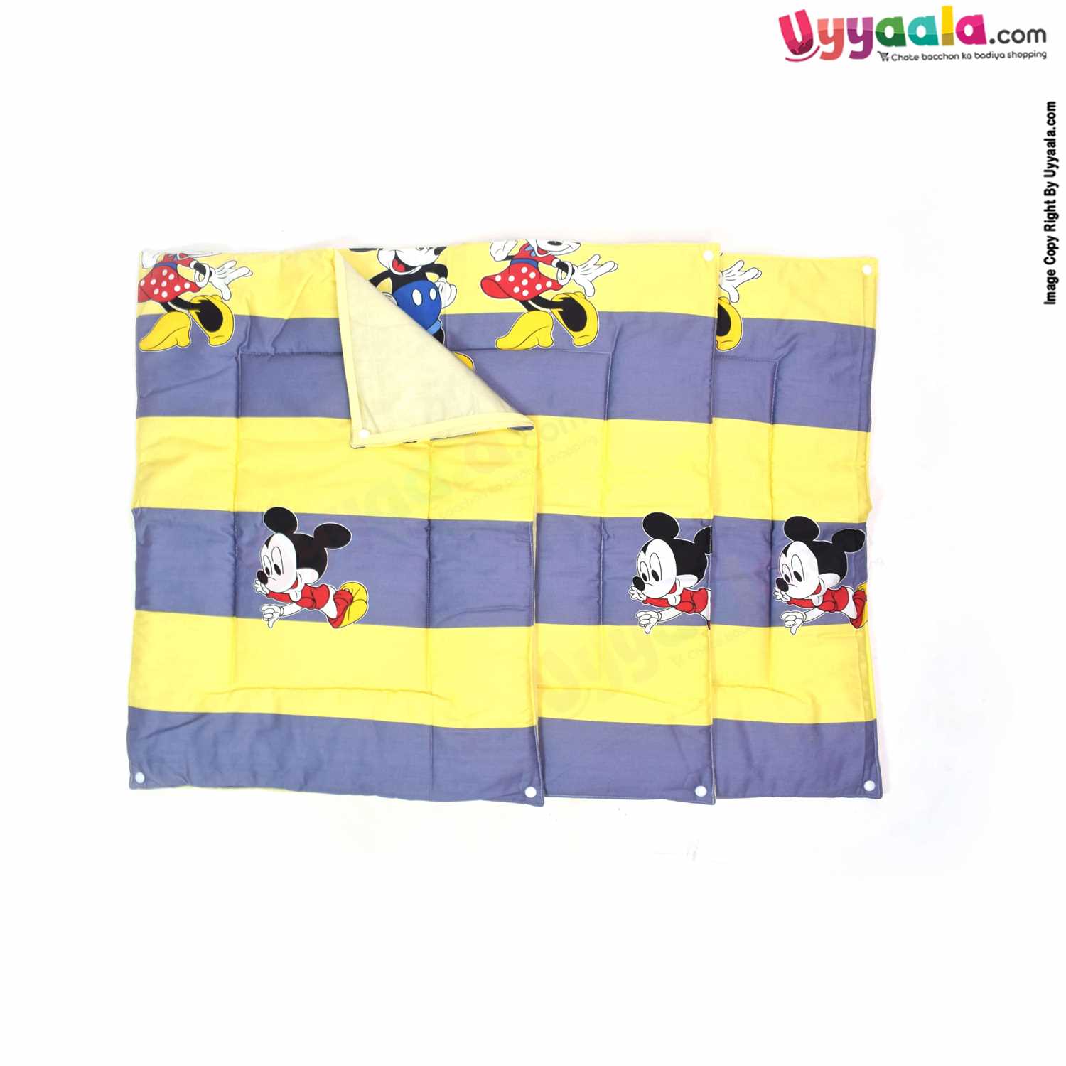Cotton Foam Cushioned & Plastic detachable Changing Sheets 3+1 Set with Micky Mouse Print,0-6m  - Yellow & Grey
