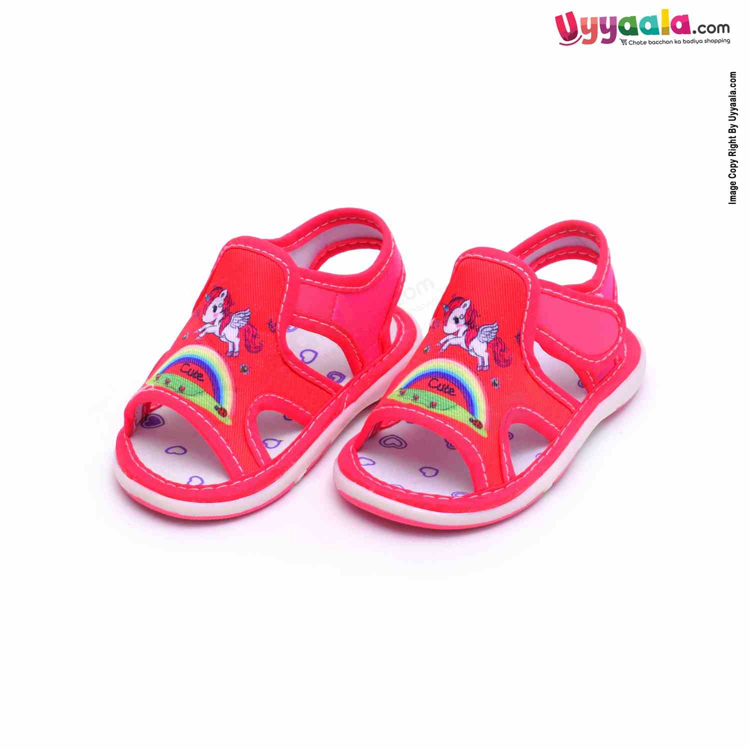 Kids Collection Lets Go Chu Chu Sandals with Cute Unicorn Print - Magenta