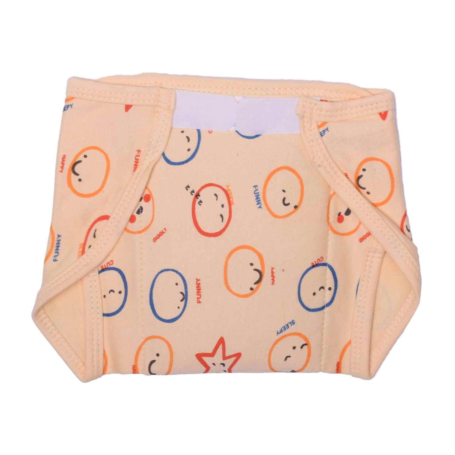 COZYCARE Washable Diapers Hosiery Velcro Emoji Print Blue, Pink & Orange 3P Set (S)