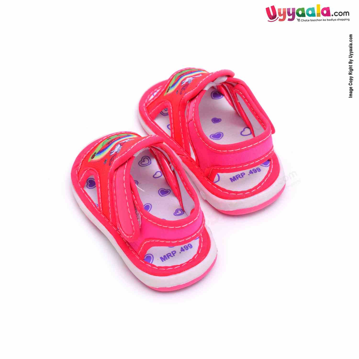 Kids Collection Lets Go Chu Chu Sandals with Cute Unicorn Print - Magenta