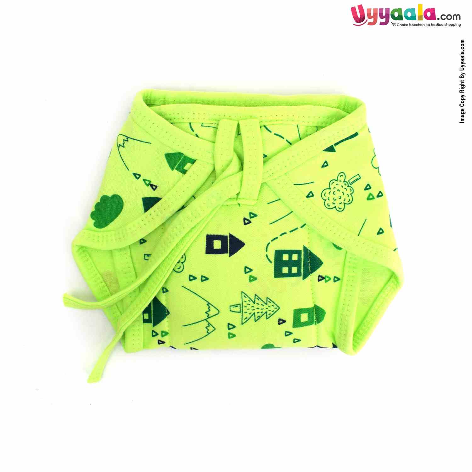 COZYCARE Washable Diapers Hosiery Tying Model House Print Green, Pink & Yellow 3P Set (XS)