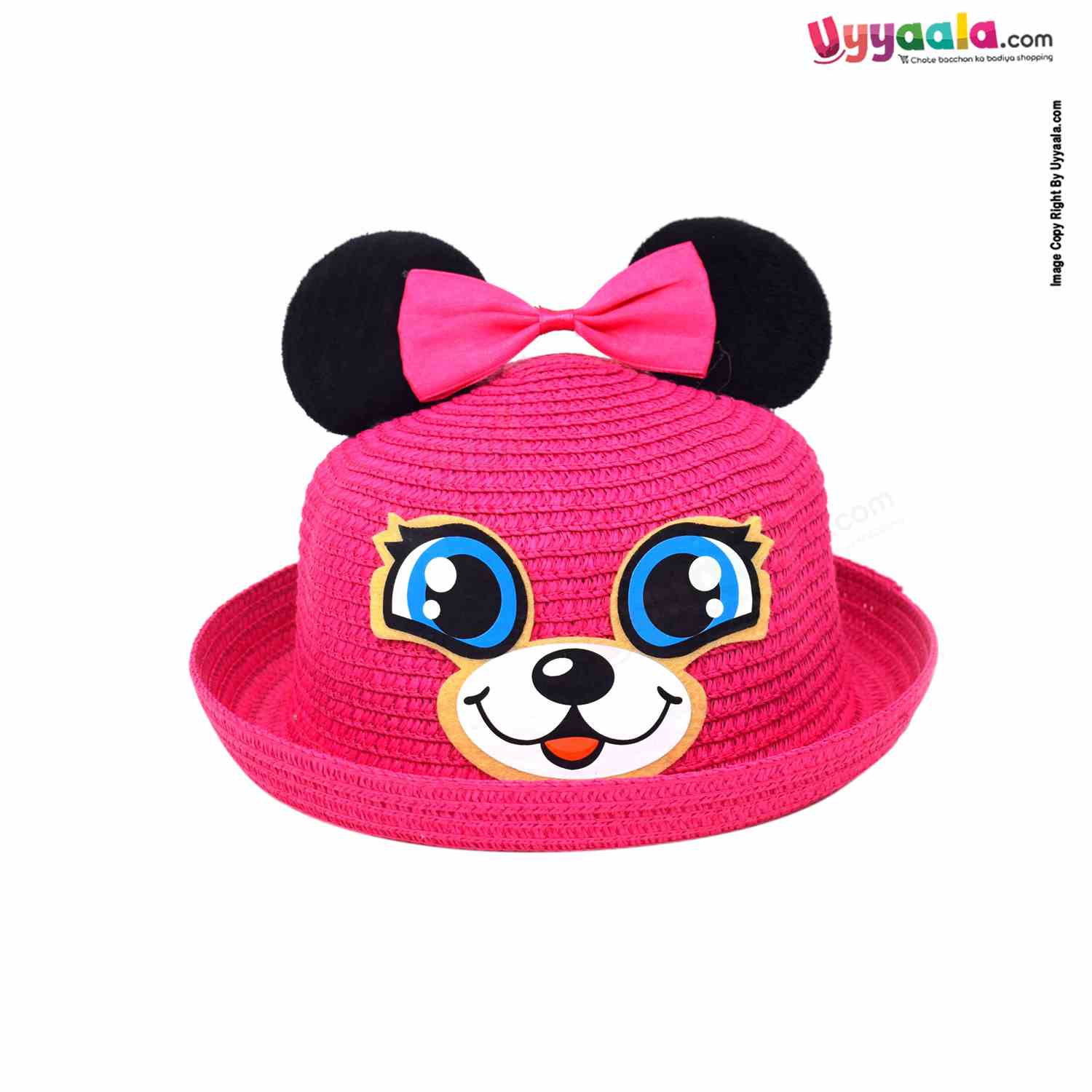 Straw Hat for Kids with Cartoon Print  2+Y Age - Pink