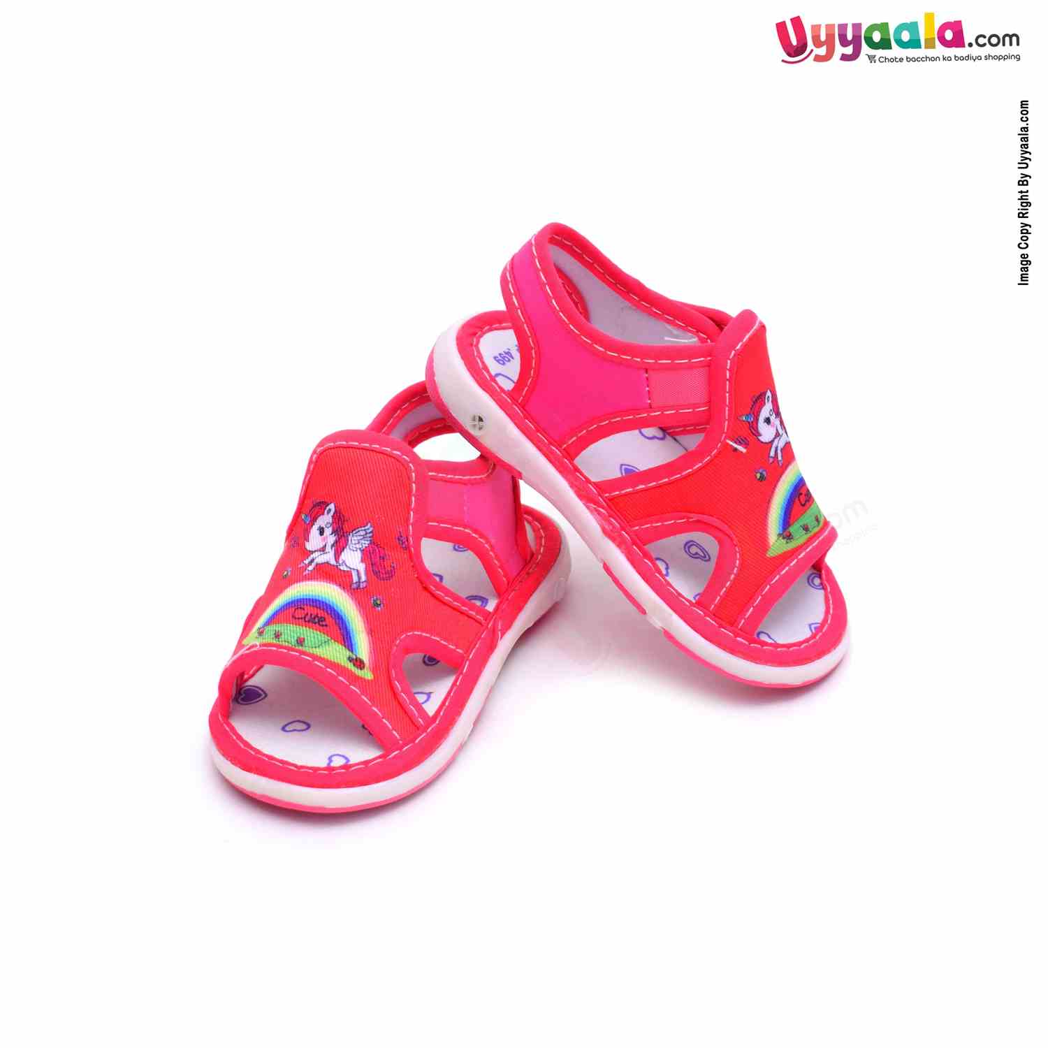 Kids Collection Lets Go Chu Chu Sandals with Cute Unicorn Print Magenta