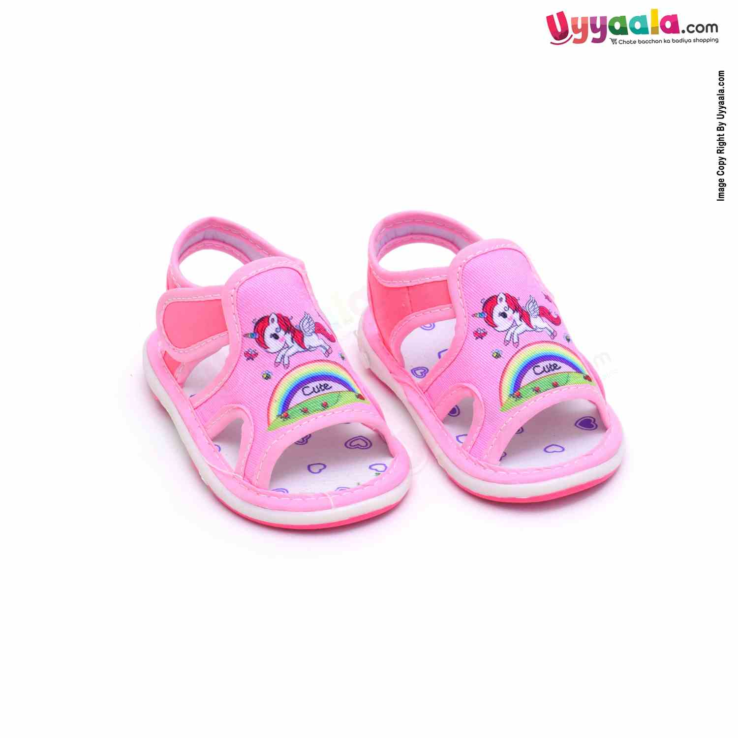 Kids Collection Lets Go Chu Chu Sandals with Cute Unicorn Print - Pink