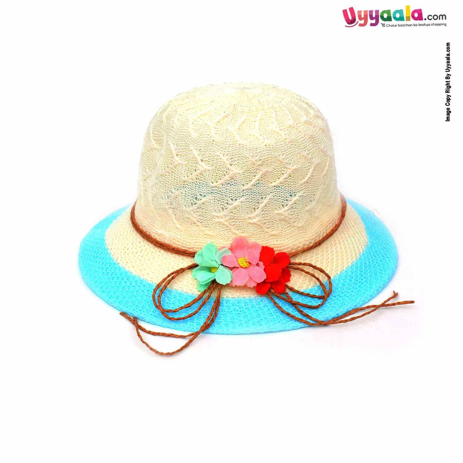 Fashion Round Net Hat for Kids 2+Y Age, Cream, Blue
