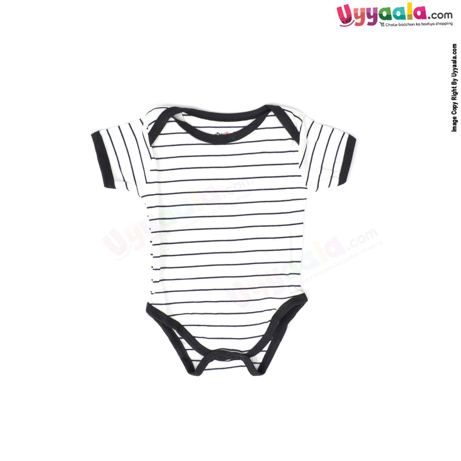 Precious One Short Sleeve Body Suit 100% Soft Hosiery Cotton - Black & White Stripes (6-9M)
