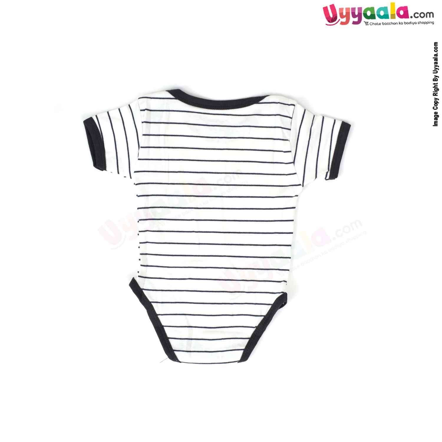 Precious One Short Sleeve Body Suit 100% Soft Hosiery Cotton - Black & White Stripes (6-9M)