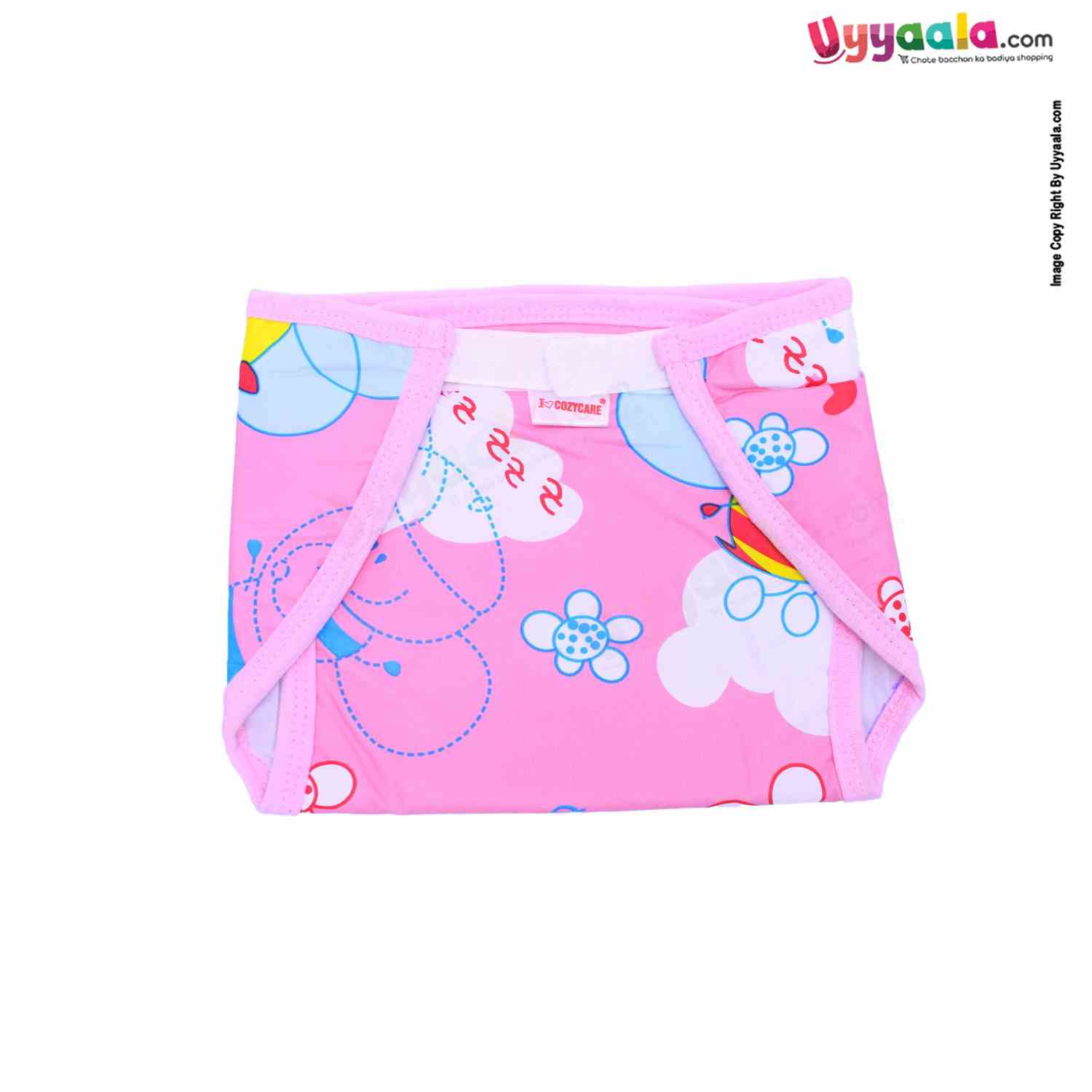 COZYCARE Washable Diapers Plastic Velcro, Honey Bee Print Blue, Pink& Yellow With Out Pads- 3P Set (XL)