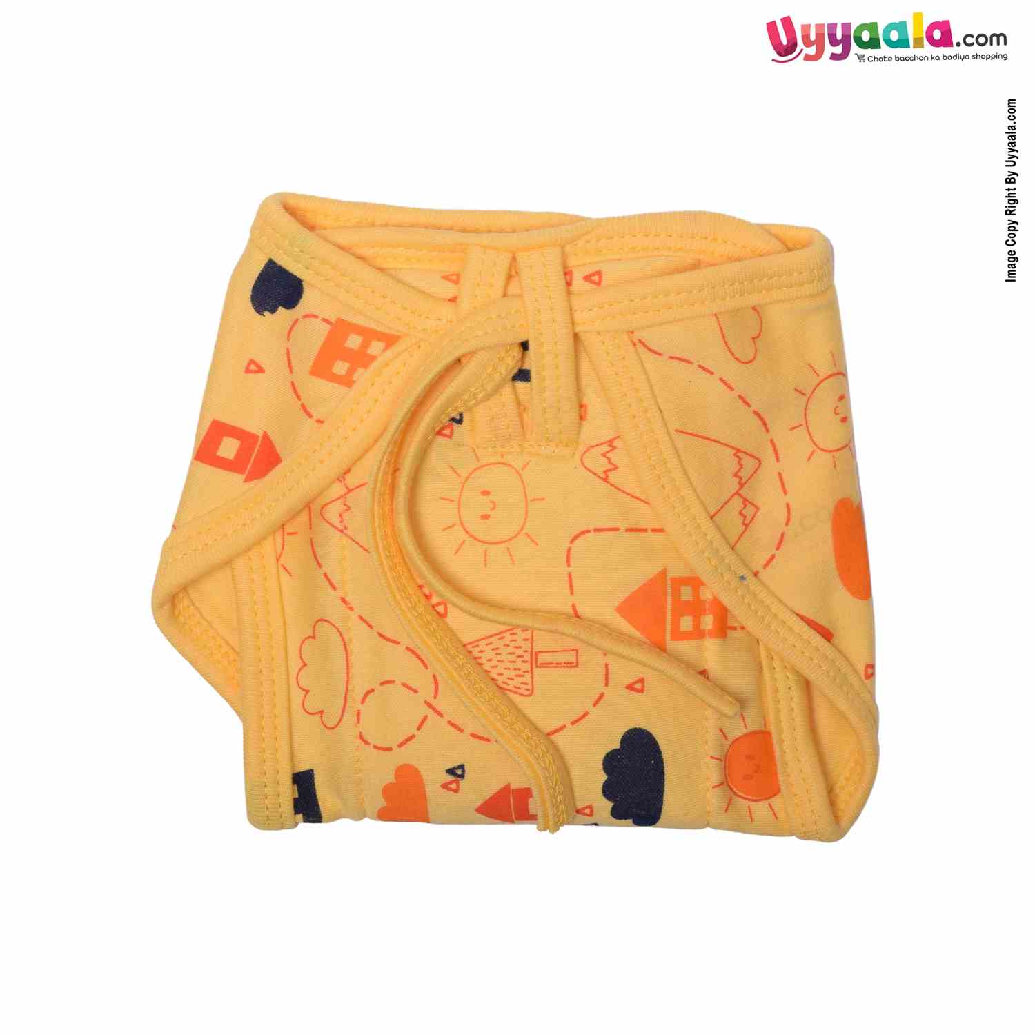 COZYCARE Washable Diapers Hosiery Tying Model House Print Green, Pink & Yellow 3P Set (XS)