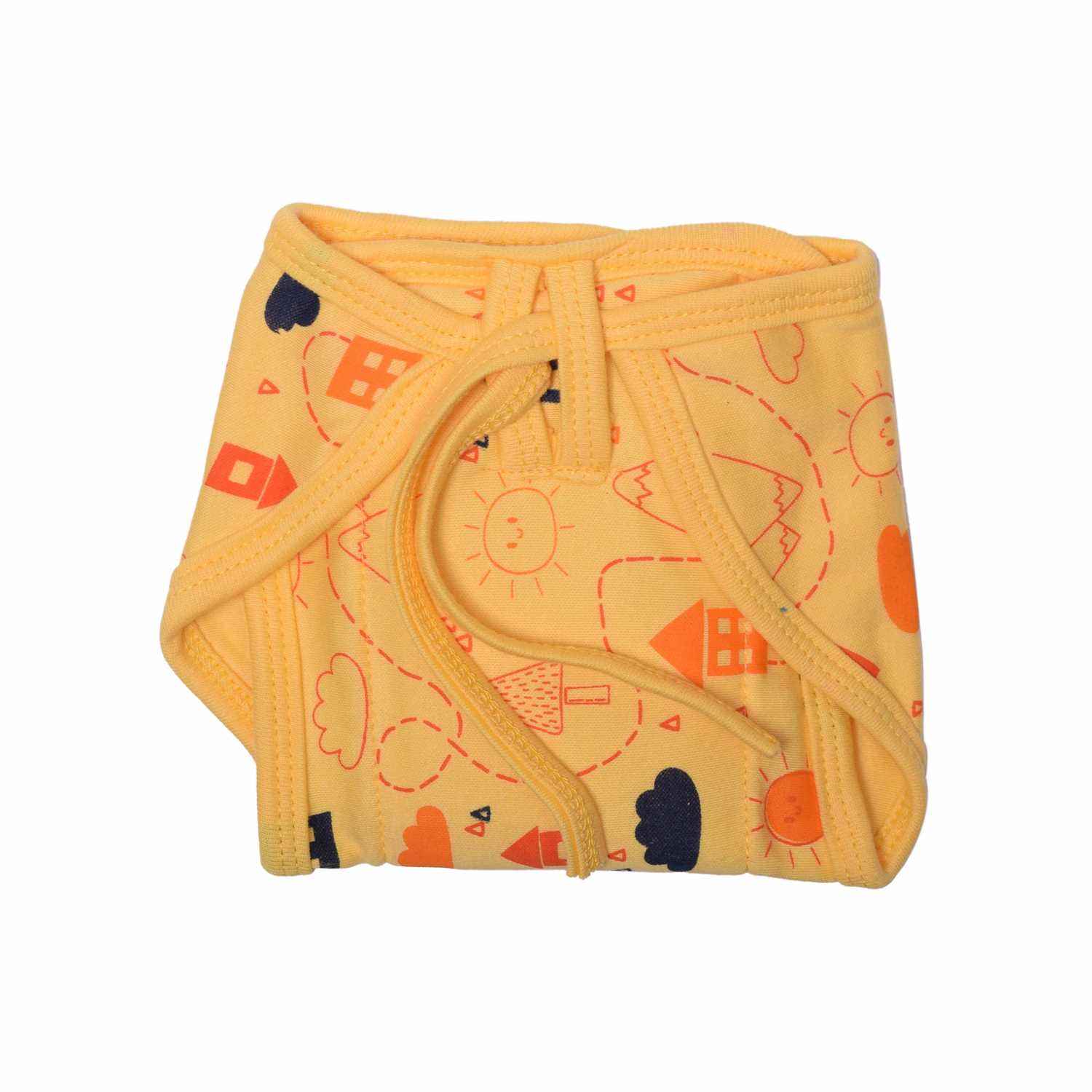 COZYCARE Washable Diapers Hosiery Tying Model House Print Blue, Yellow & Penguin Print Green 3P Set (XS)