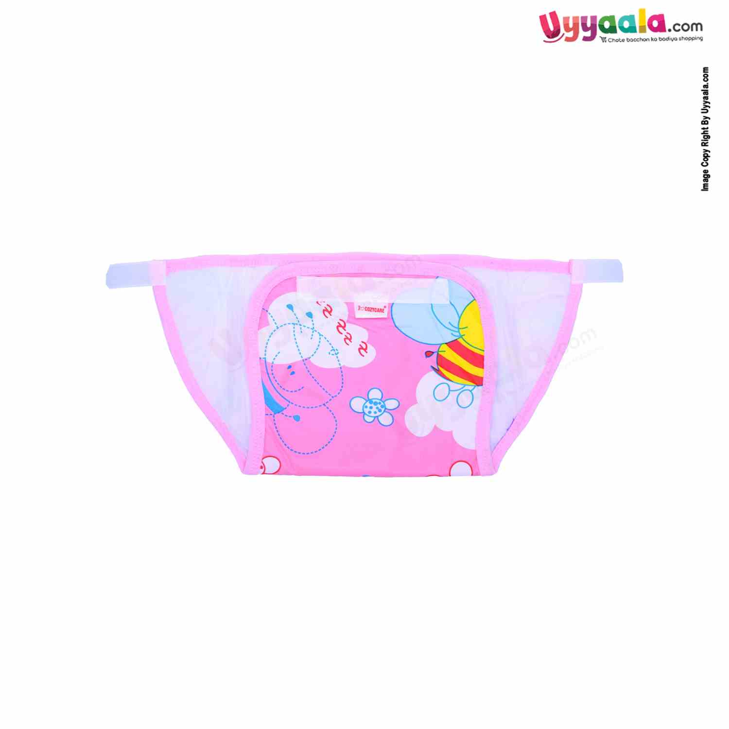 COZYCARE Washable Diapers Plastic Velcro, Honey Bee Print Pink, Blue & Yellow With Out Pads- 3P Set (L)