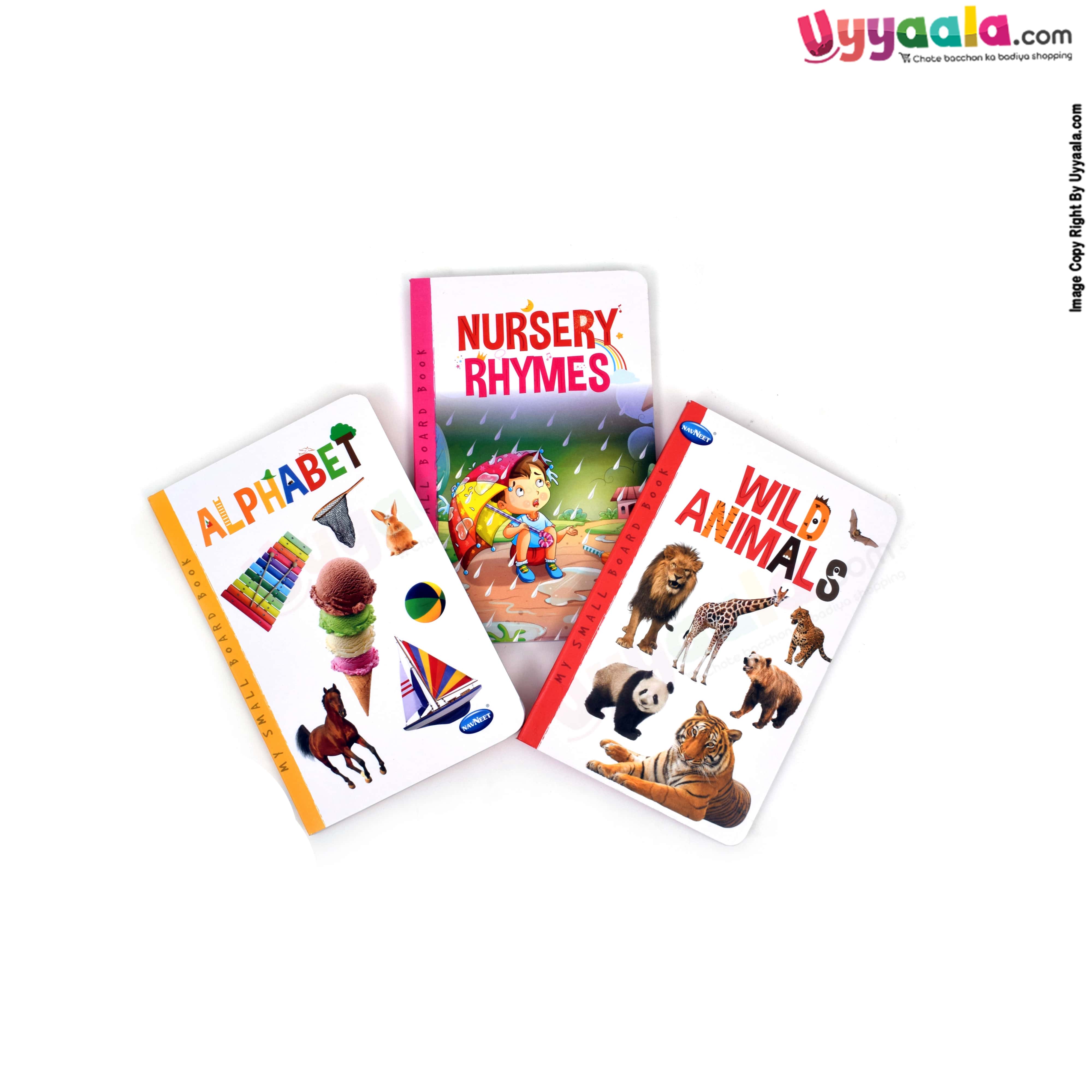 NAVNEET my small board book pack of 3 - alphabet, nursery rhymes & wild animals