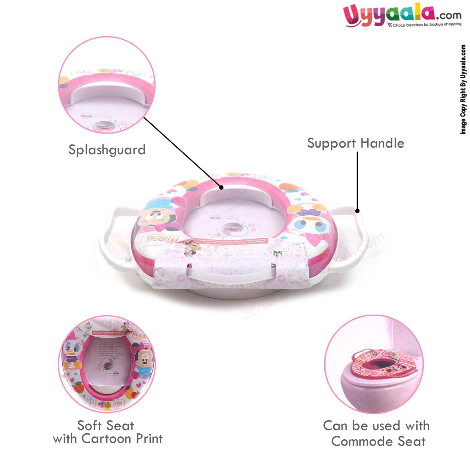 DISNEY BABY Cushioned Potty Seat with Handle, Minnie Mouse Print - Pink, White