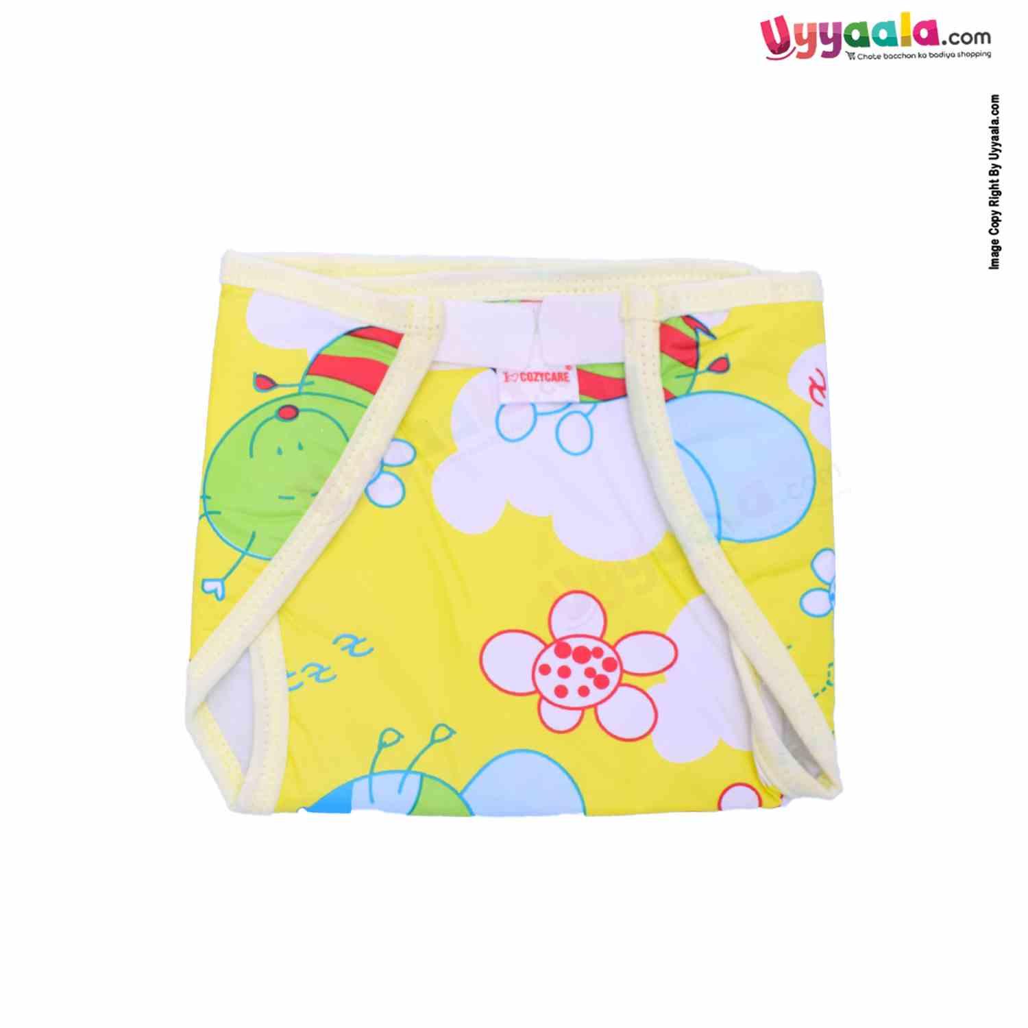 COZYCARE Washable Diapers Plastic Velcro, Honey Bee Print Pink, Blue & Yellow With Out Pads- 3P Set (L)