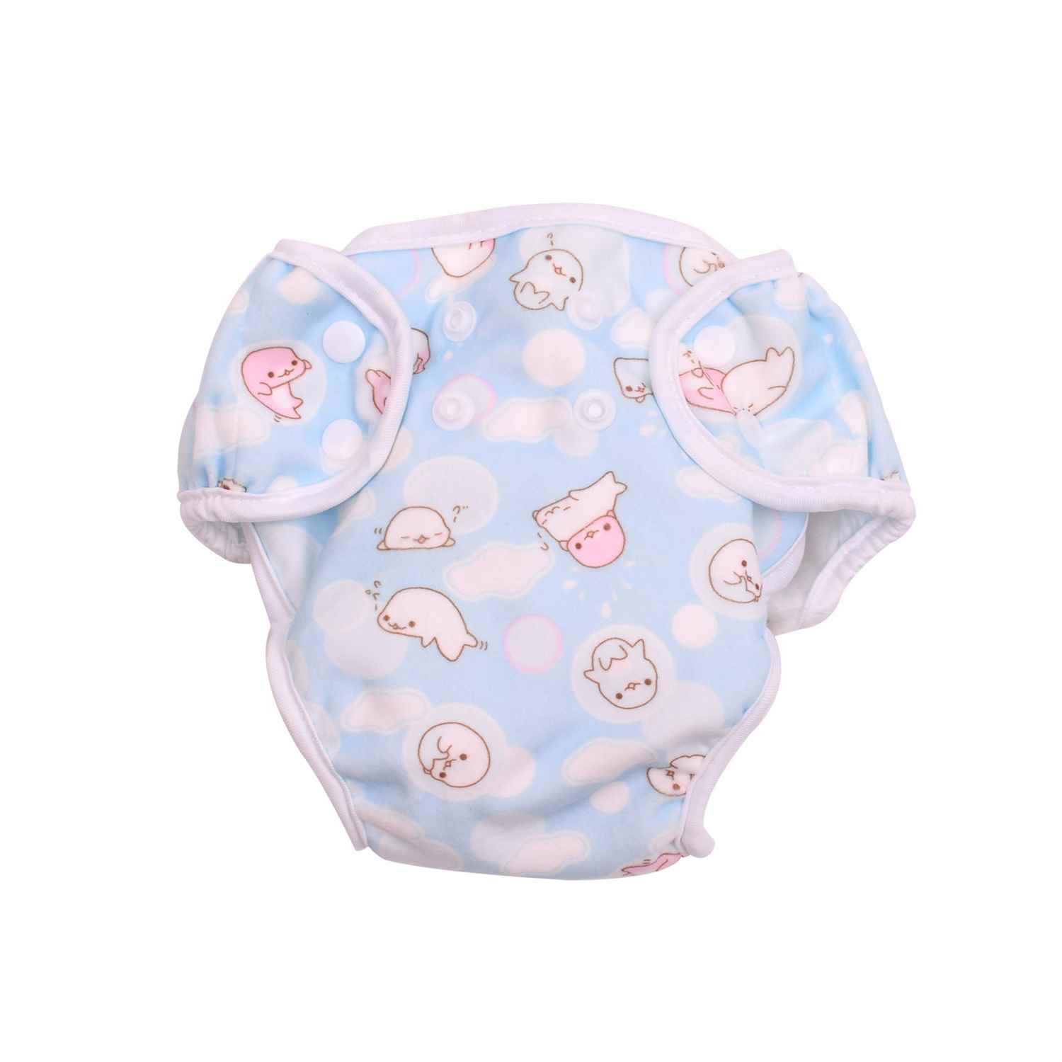 Paw Paw Washable Baby Diaper for reuse with Pad, Size S (for 3-6kg Baby) - Blue