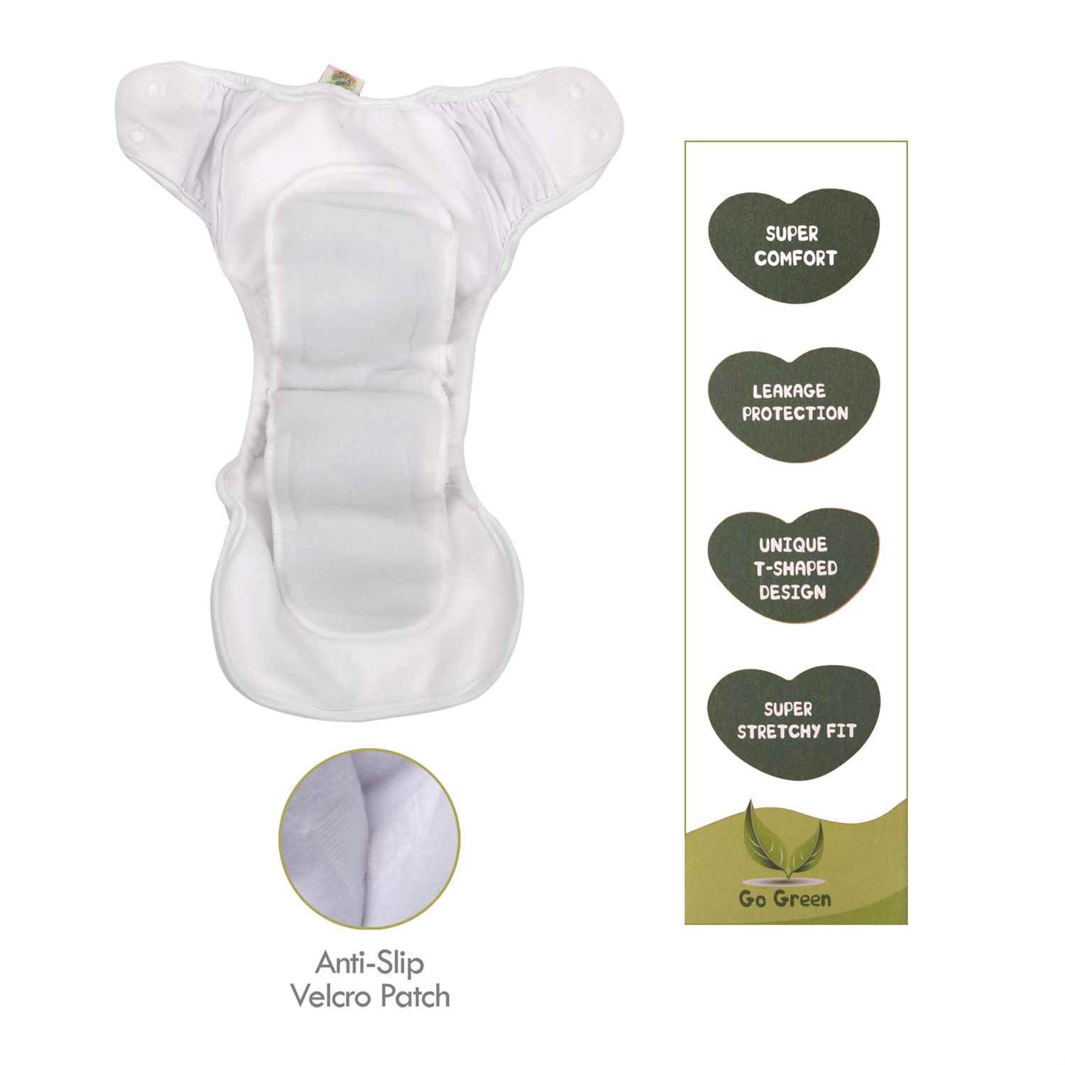 Paw Paw Washable Baby Diaper for reuse with Pad, Size XL (for 10-14kg Baby) - Blue