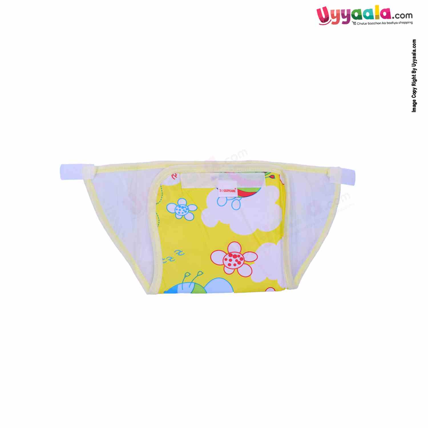 COZYCARE Washable Diapers Plastic Velcro, Honey Bee Print Blue, Pink& Yellow With Out Pads- 3P Set (XL)